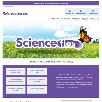 Portion of the ScienceFLEX homepage as it looked on the pre-2023 version of DeltaEducation.com
